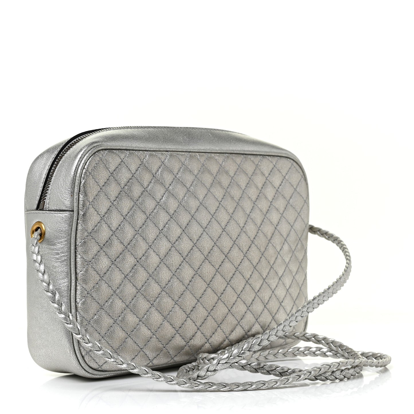 Laminated Nappa Web Trapuntata Small GG Shoulder Bag Argento