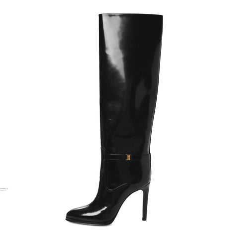 Patent Calfskin Diane 100 Boots 39 Black