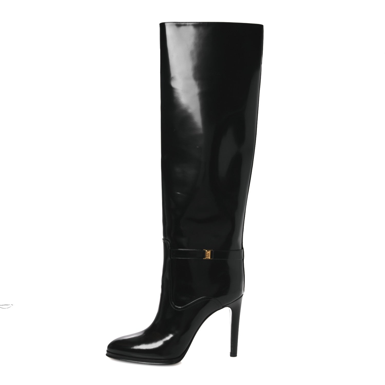 Saint Laurent Patent Calfskin Diane 100 Boots 39 Black 1 of 10