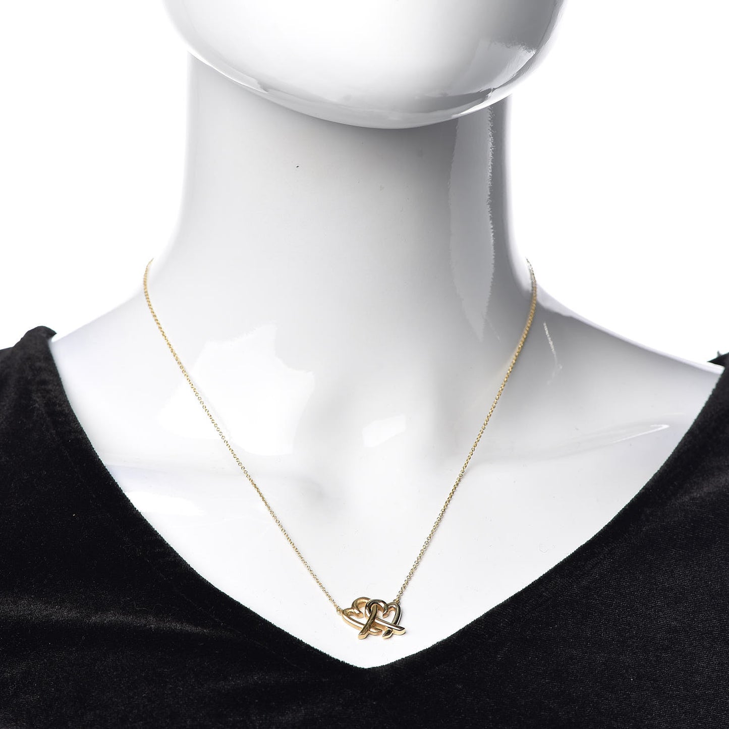 18K Yellow Gold Paloma Picasso Loving Heart Interlocking Pendant Necklace