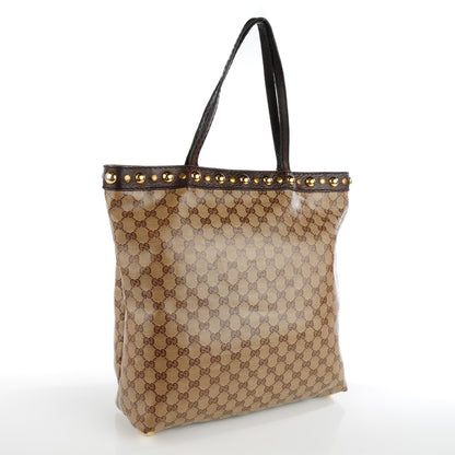 Gucci Crystal Monogram Medium Babouska Vertical Shopping Tote Dark Brown 3 of 9