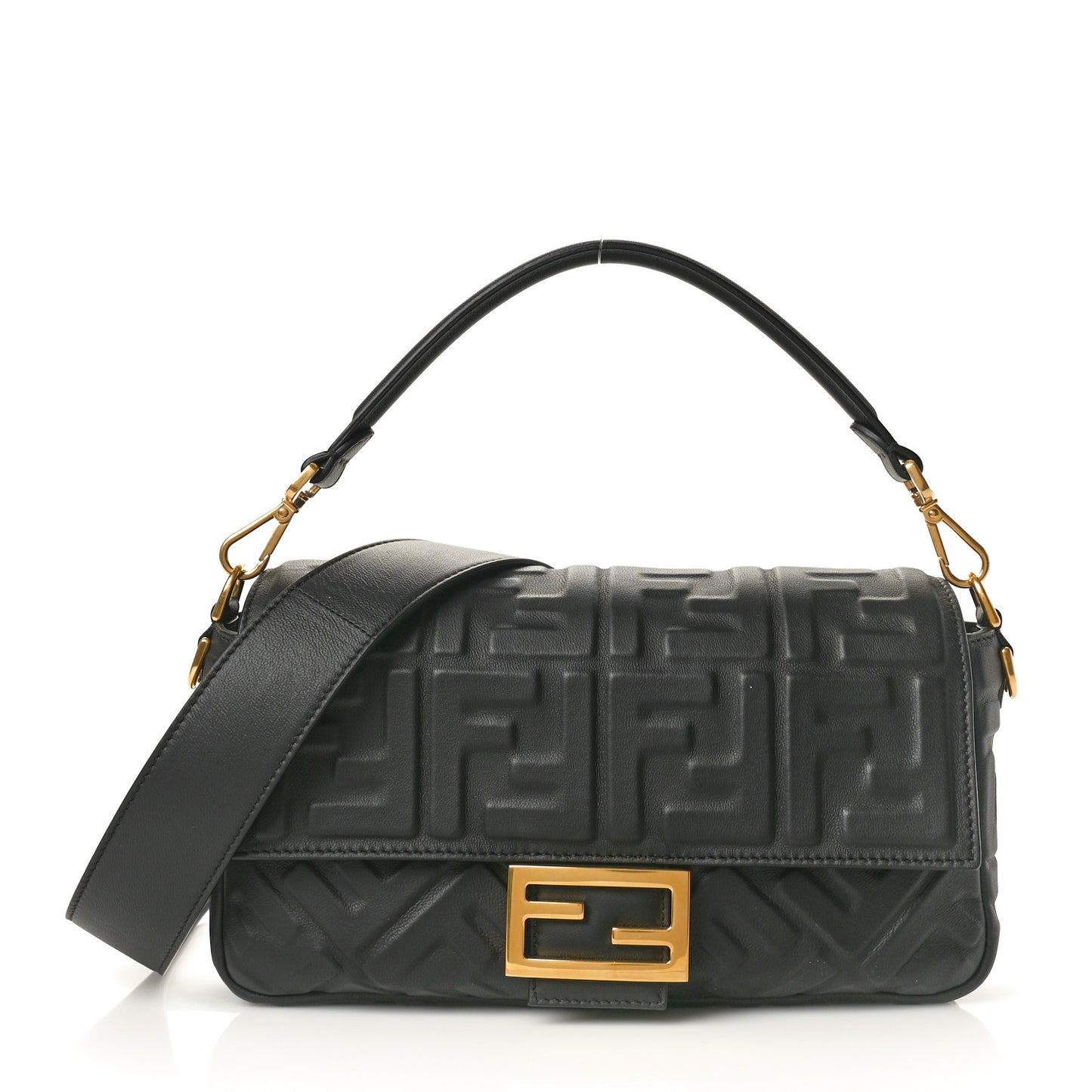 Nappa FF 1974 Embossed Baguette Black