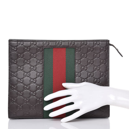 Gucci Guccissima Signature Web New Web Cosmetic Case Chocolate 2 of 9