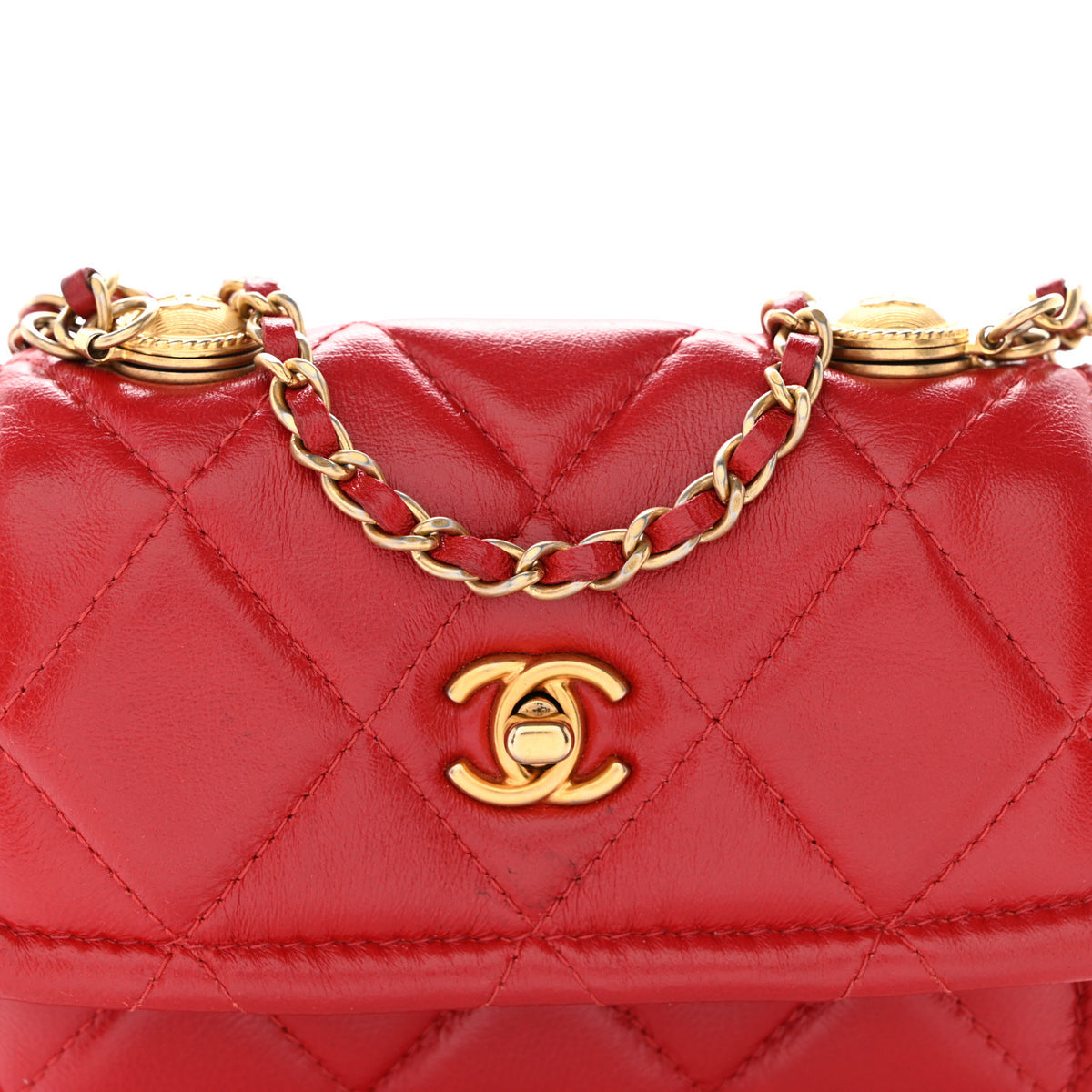 Chanel Shiny Lambskin Quilted Extra Mini Flap Red 8 of 12