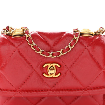 Chanel Shiny Lambskin Quilted Extra Mini Flap Red 8 of 12