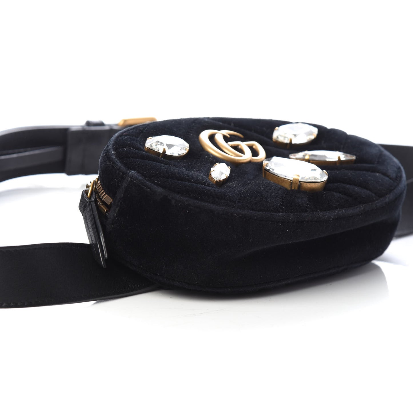 Velvet Matelasse Marquise Crystals GG Marmont Belt Bag 95 38 Black
