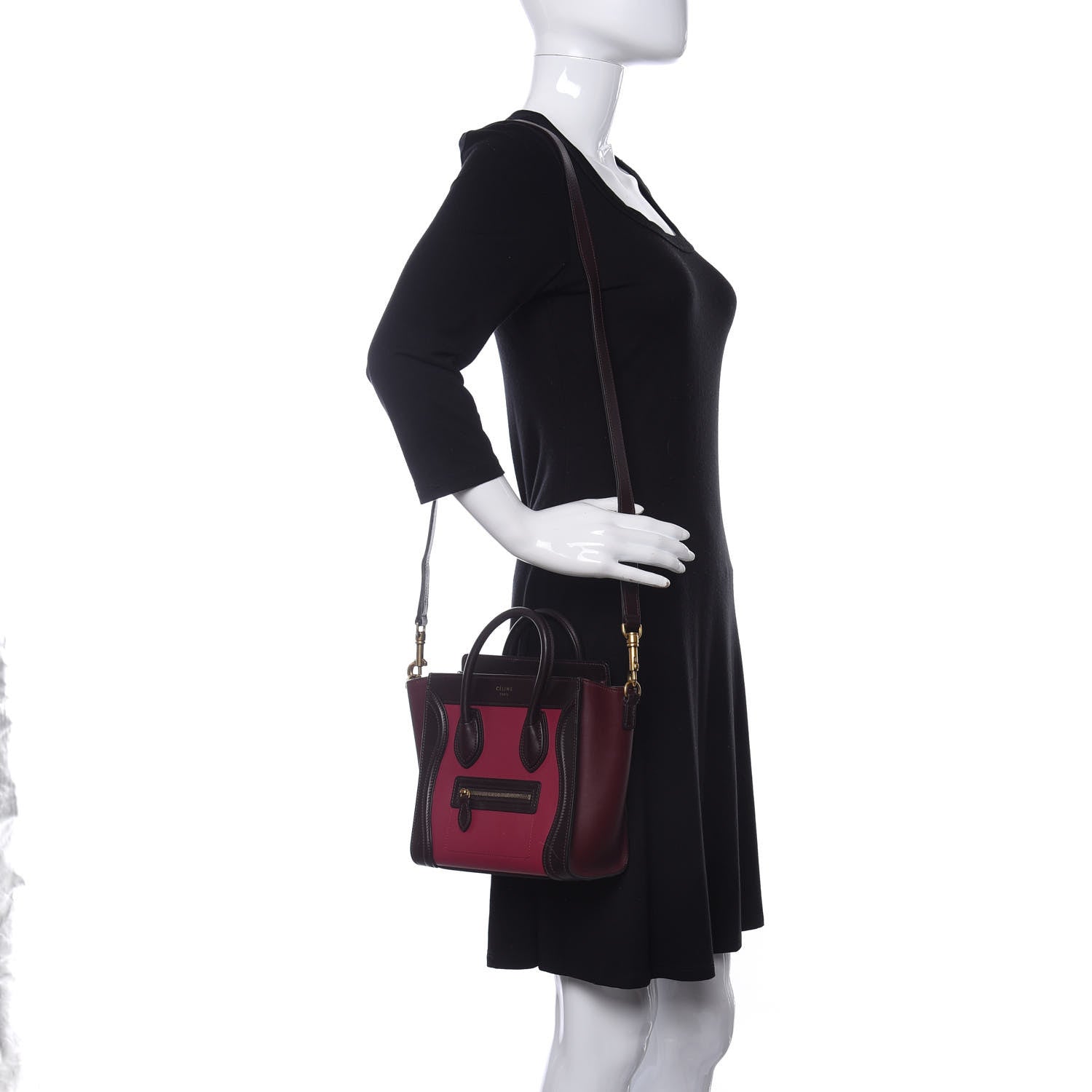Celine Satin Calfskin Nano Tri-Color Luggage Orchid 2 of 9