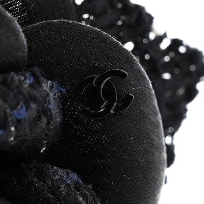 Chanel Tweed Camellia Pin Brooch Black White 3 of 3