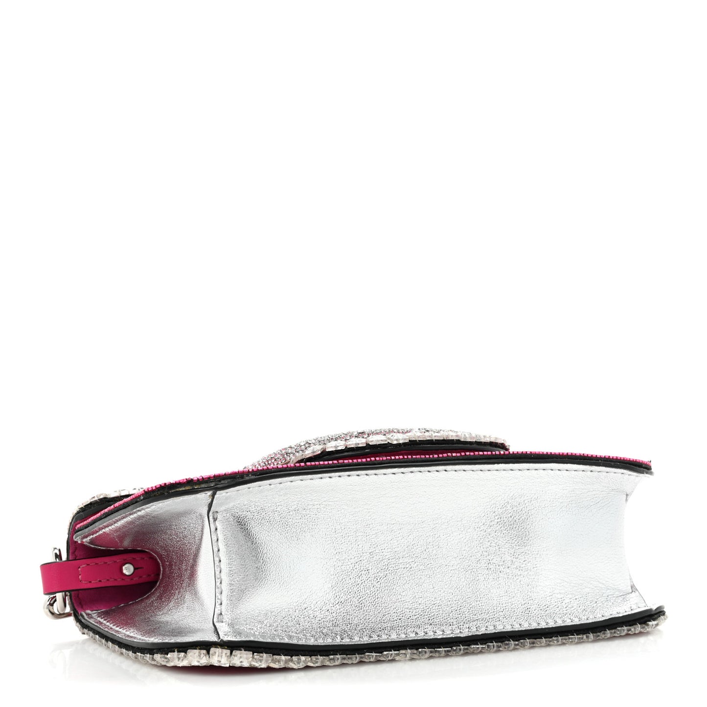 Swarovski Crystal Embroidered Vlogo Small Loco Shoulder Bag Crystal Magenta Silver