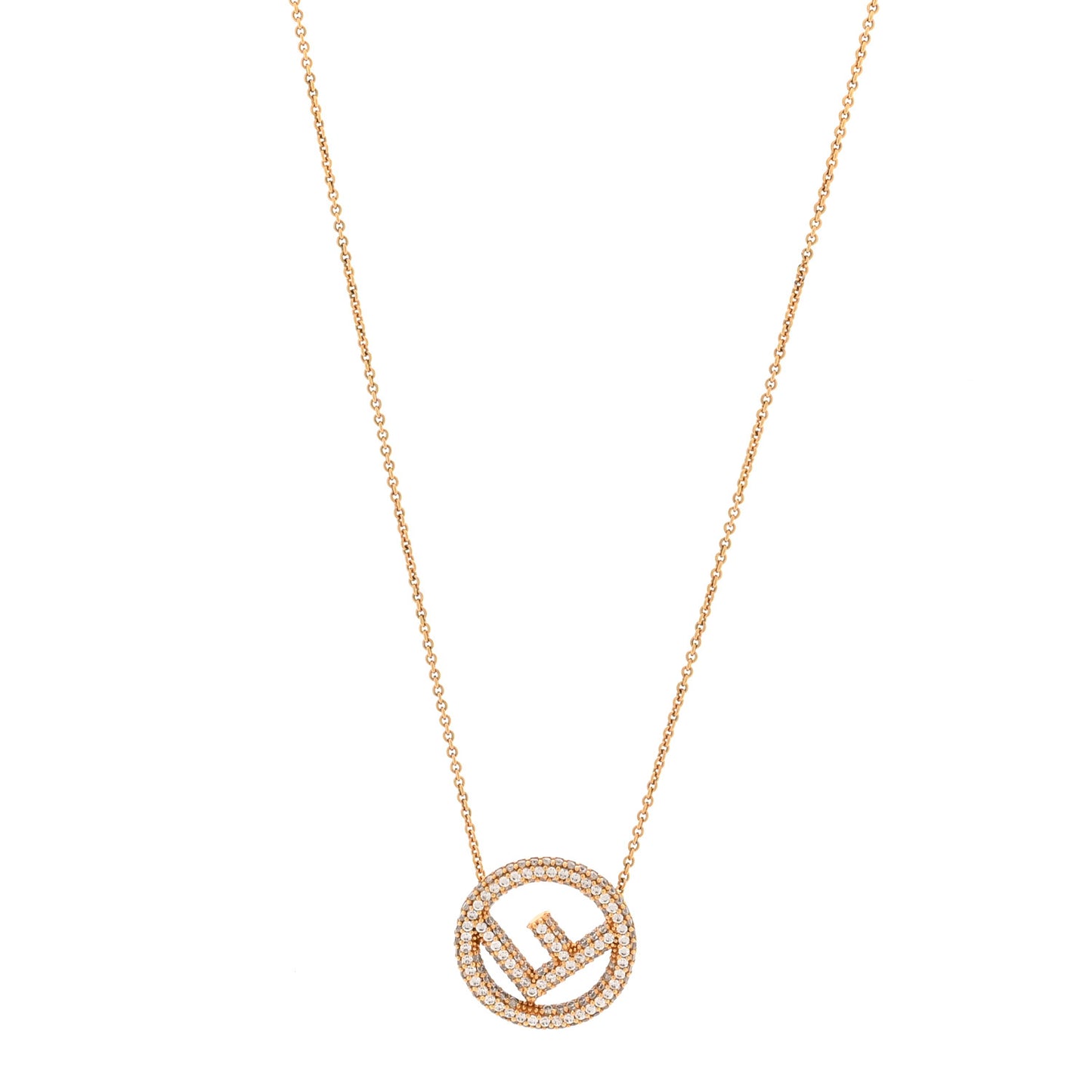 Brass Crystal F is Fendi Necklace Gold