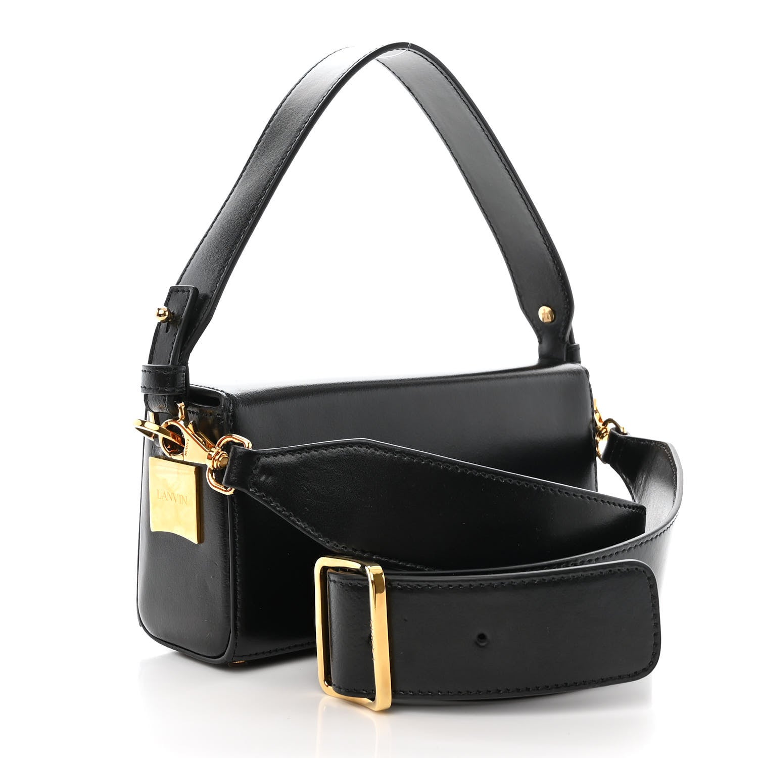 Lanvin Shiny Calfskin Nano Pencil Bag Black 3 of 10