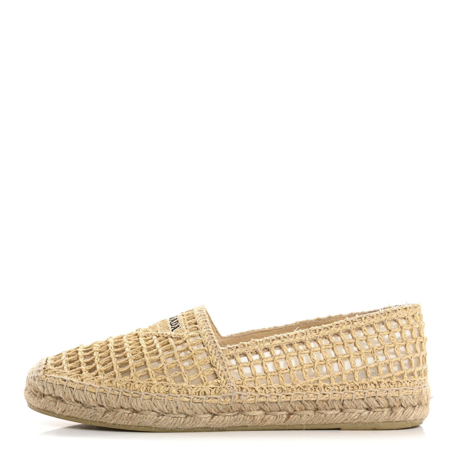 Prada Raffia Triangle Logo Crochet 20mm Espadrilles 38 Naturale 1 of 8