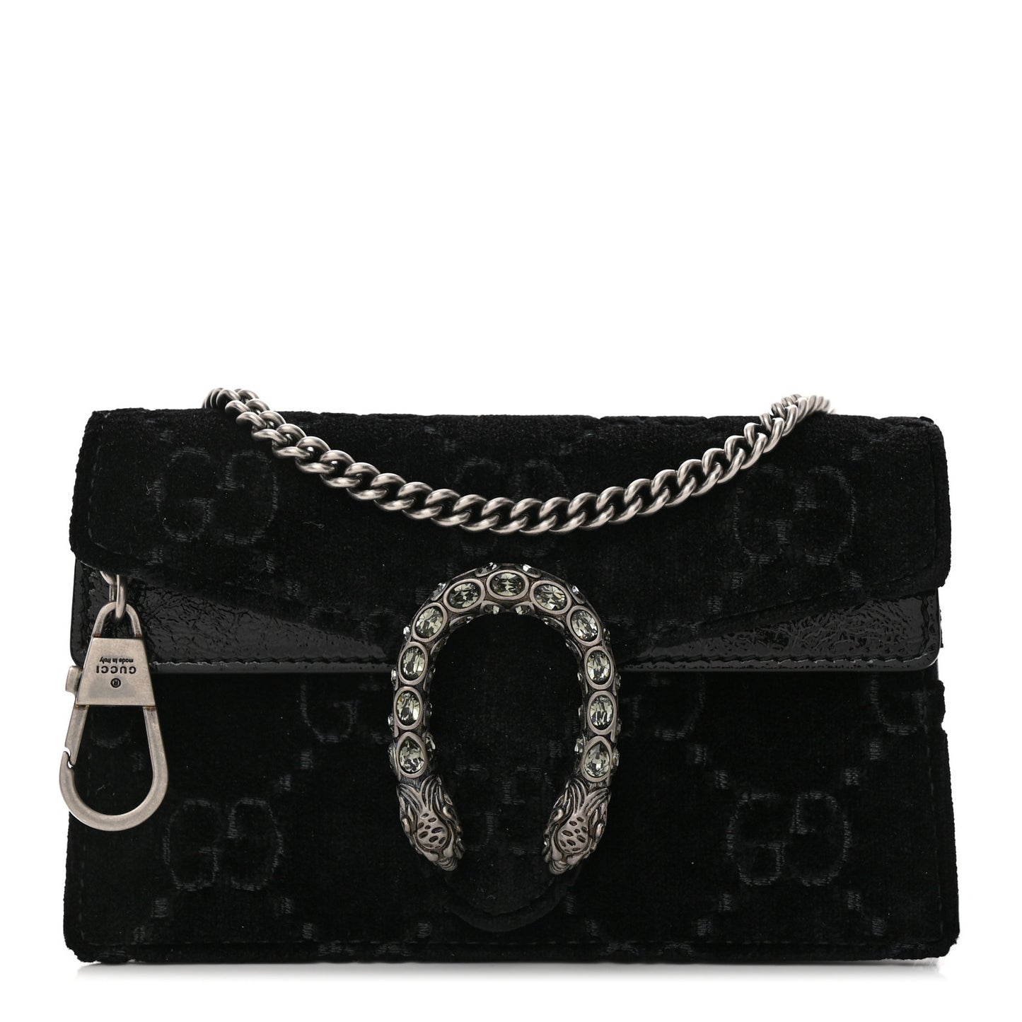 Velvet GG Monogram Super Mini Dionysus Shoulder Bag Black