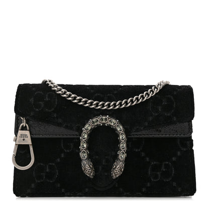 Gucci Velvet GG Monogram Super Mini Dionysus Shoulder Bag Black 1 of 9