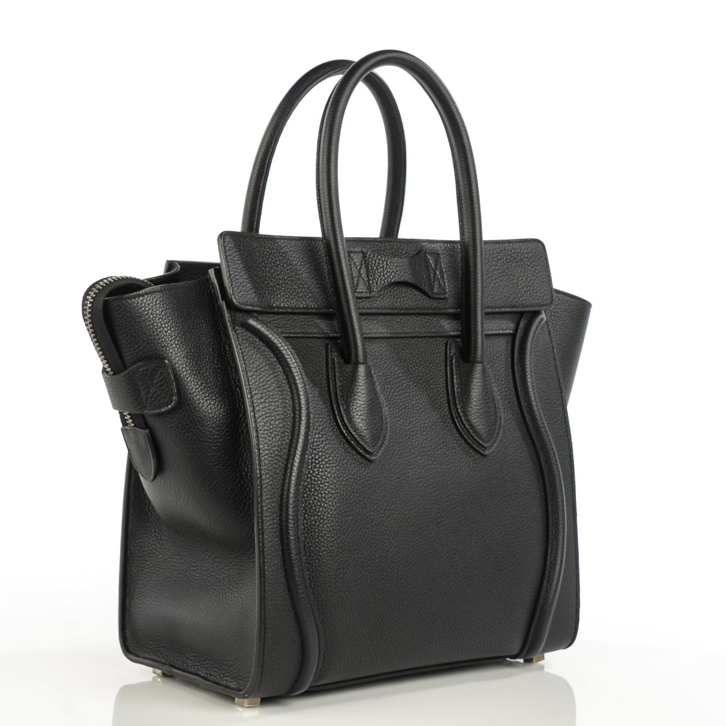 Drummed Calfskin Micro Luggage Black