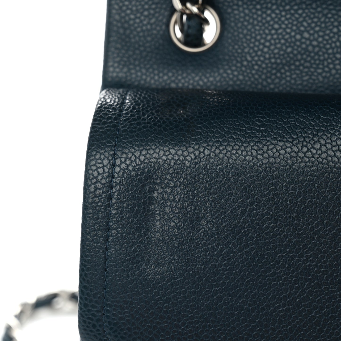 Metallic Caviar Quilted Jumbo Double Flap Dark Blue