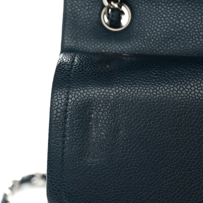 Chanel Metallic Caviar Quilted Jumbo Double Flap Dark Blue 12 of 13