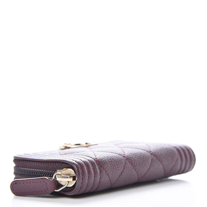 Chanel Caviar Quilted Boy Zip Around Coin Purse Wallet Dark Purple 4 of 8