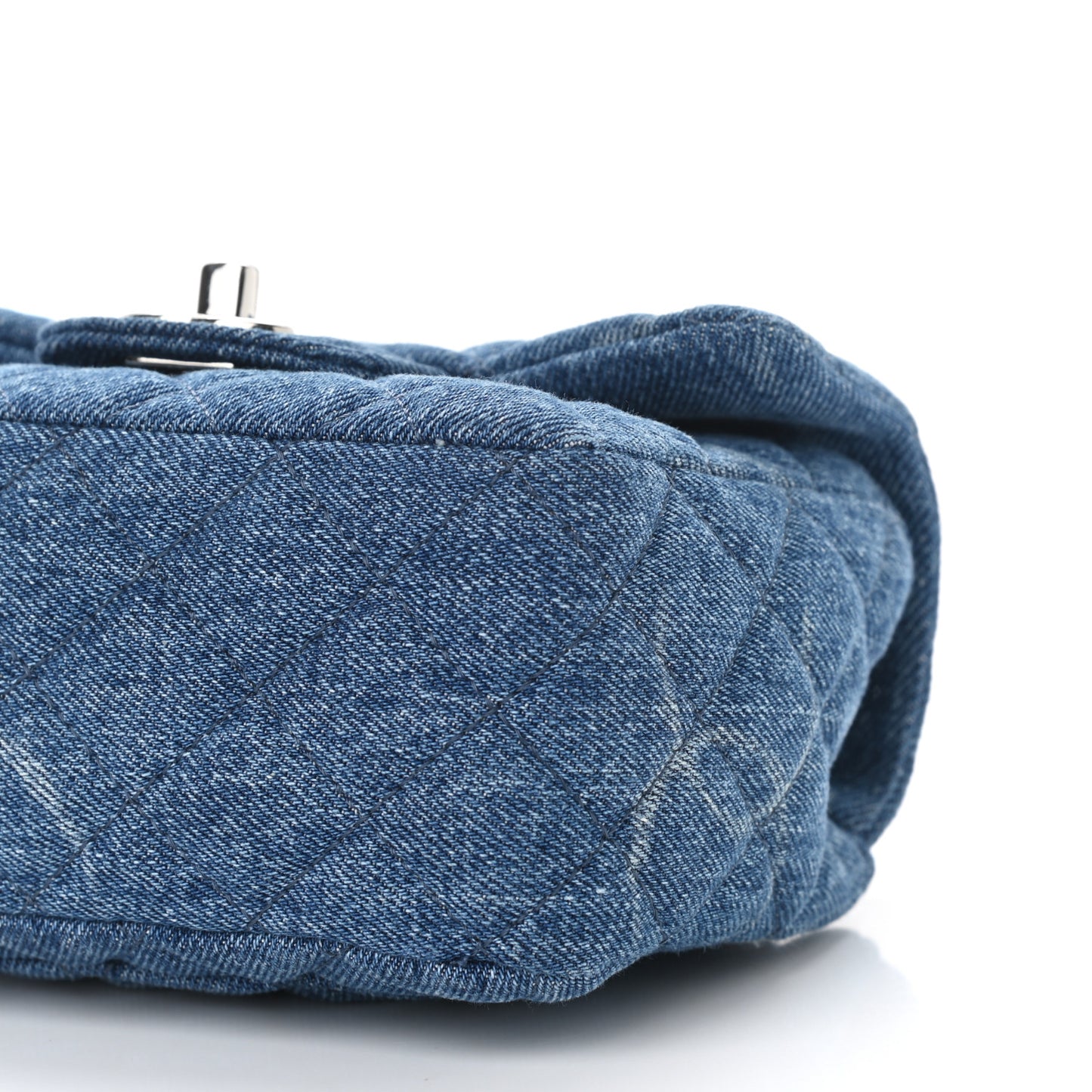 Denim CC Quilted Mini Square Flap Blue