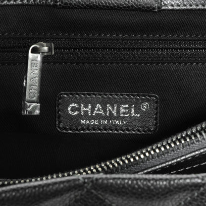 Chanel Iridescent Caviar Small Zip Shopping Tote Argent Dark Silver 7 of 8
