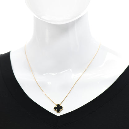 Van Cleef & Arpels 18K Yellow Gold Black Onyx Vintage Alhambra Pendant Necklace 2 of 6