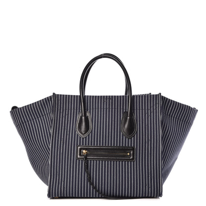 Celine Cotton Canvas Striped Medium Phantom Luggage Navy White 1 of 12