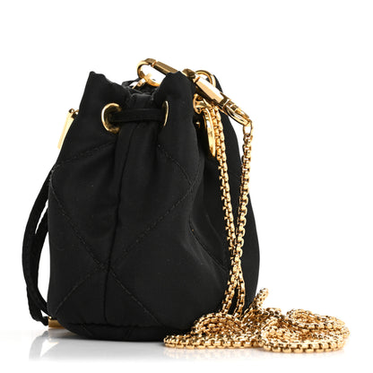 Prada Re-Nylon Quilted Metal Triangle Logo Mini Drawcord Pouch Shoulder Bag Black 3 of 16