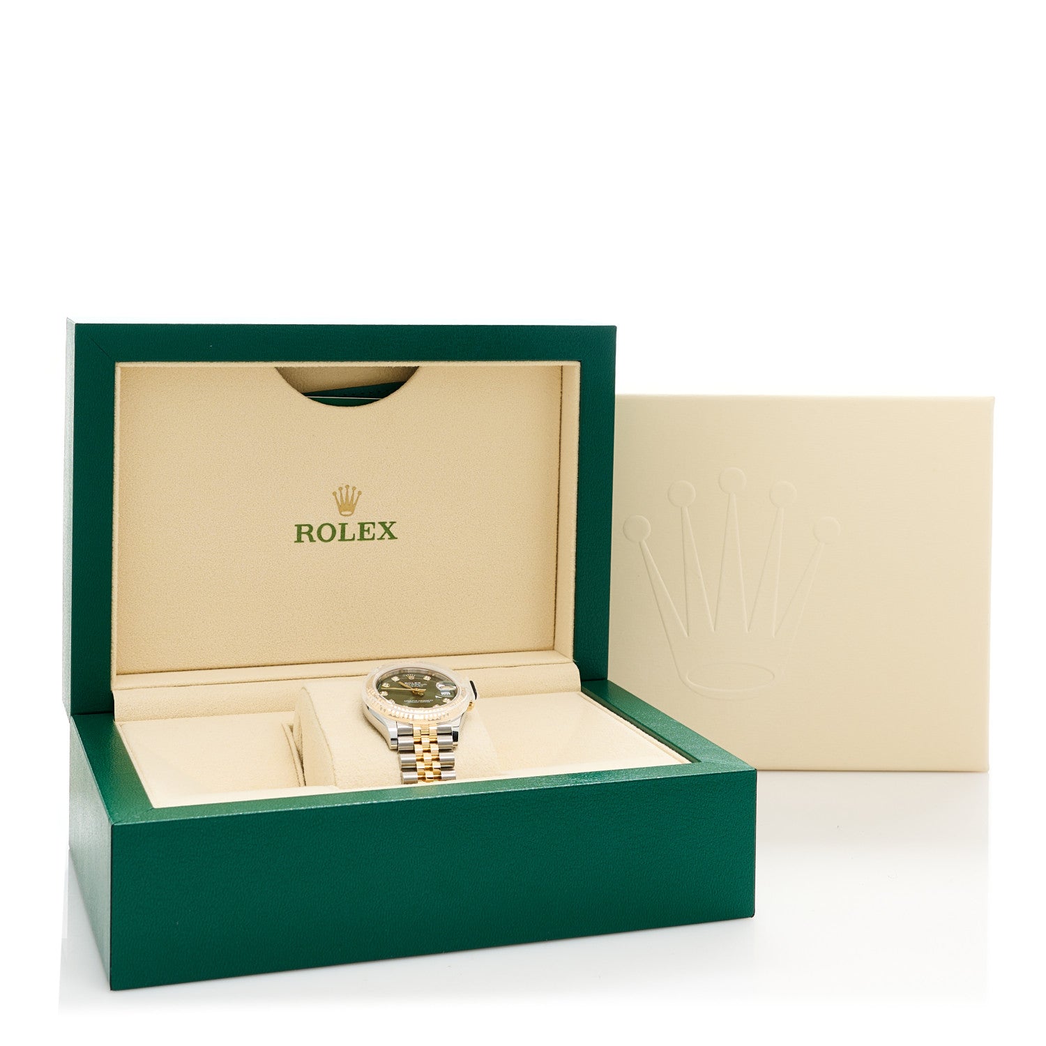 Rolex Stainless Steel 18K Yellow Gold Diamond 31mm Oyster Perpetual Datejust Watch Olive Green 278273 5 of 5