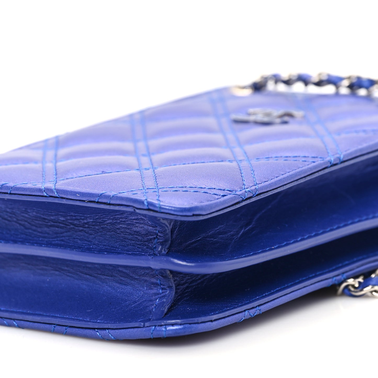 Calfskin Quilted Crossbody CC Phone Holder Dark Blue