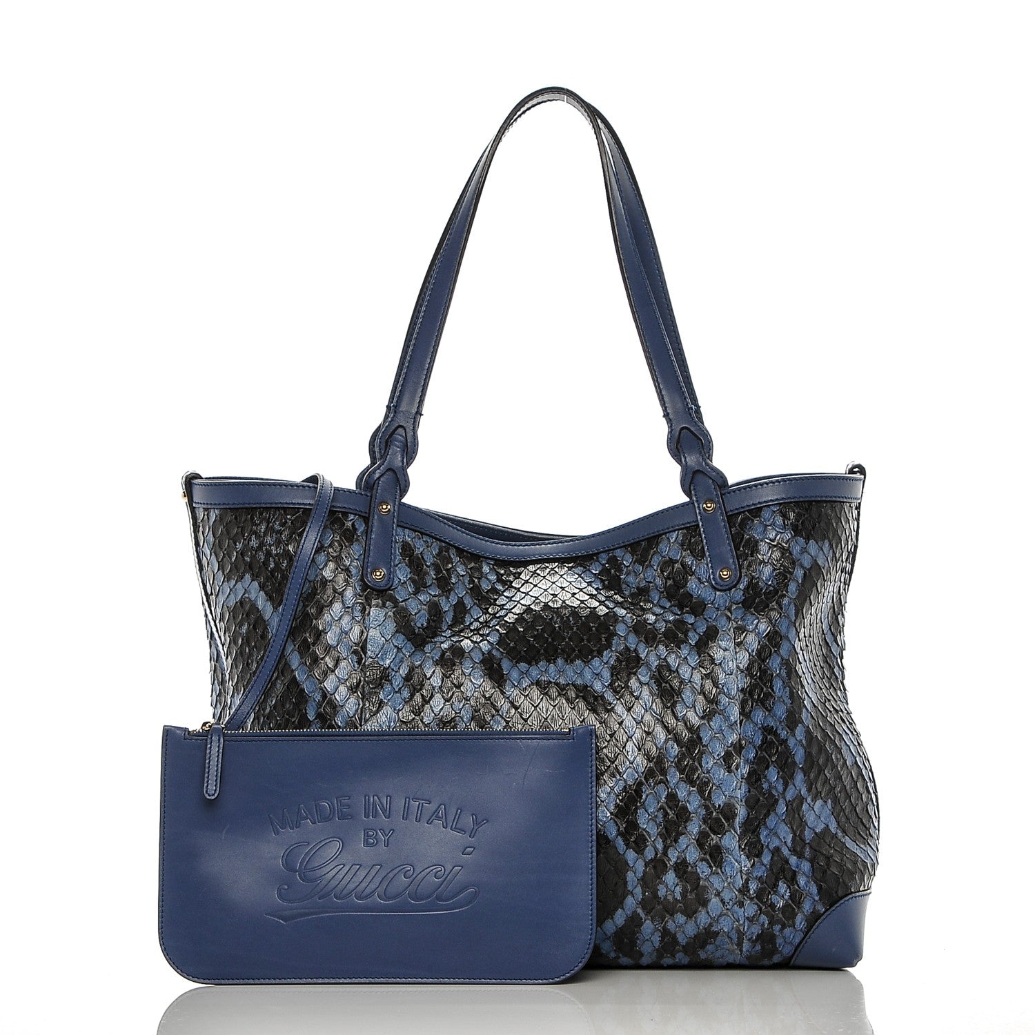 Gucci Python Medium Craft Tote Blue 3 of 9