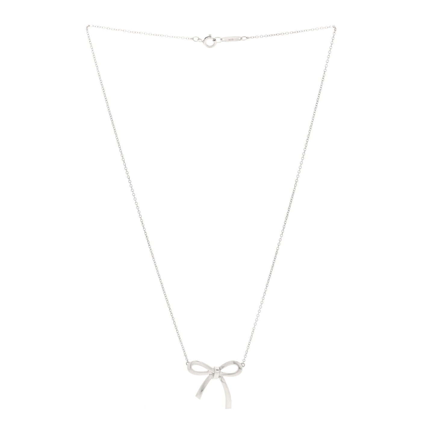 Sterling Silver Large Bow Pendant Necklace