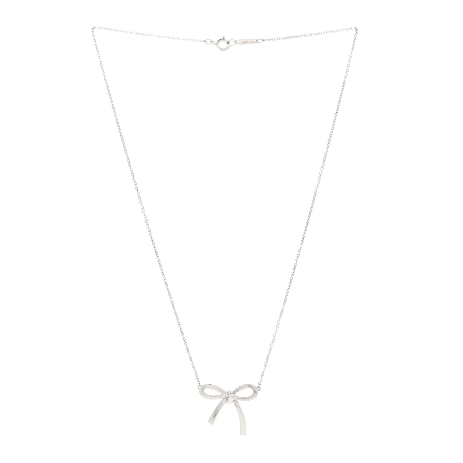 Tiffany Sterling Silver Large Bow Pendant Necklace 2 of 4