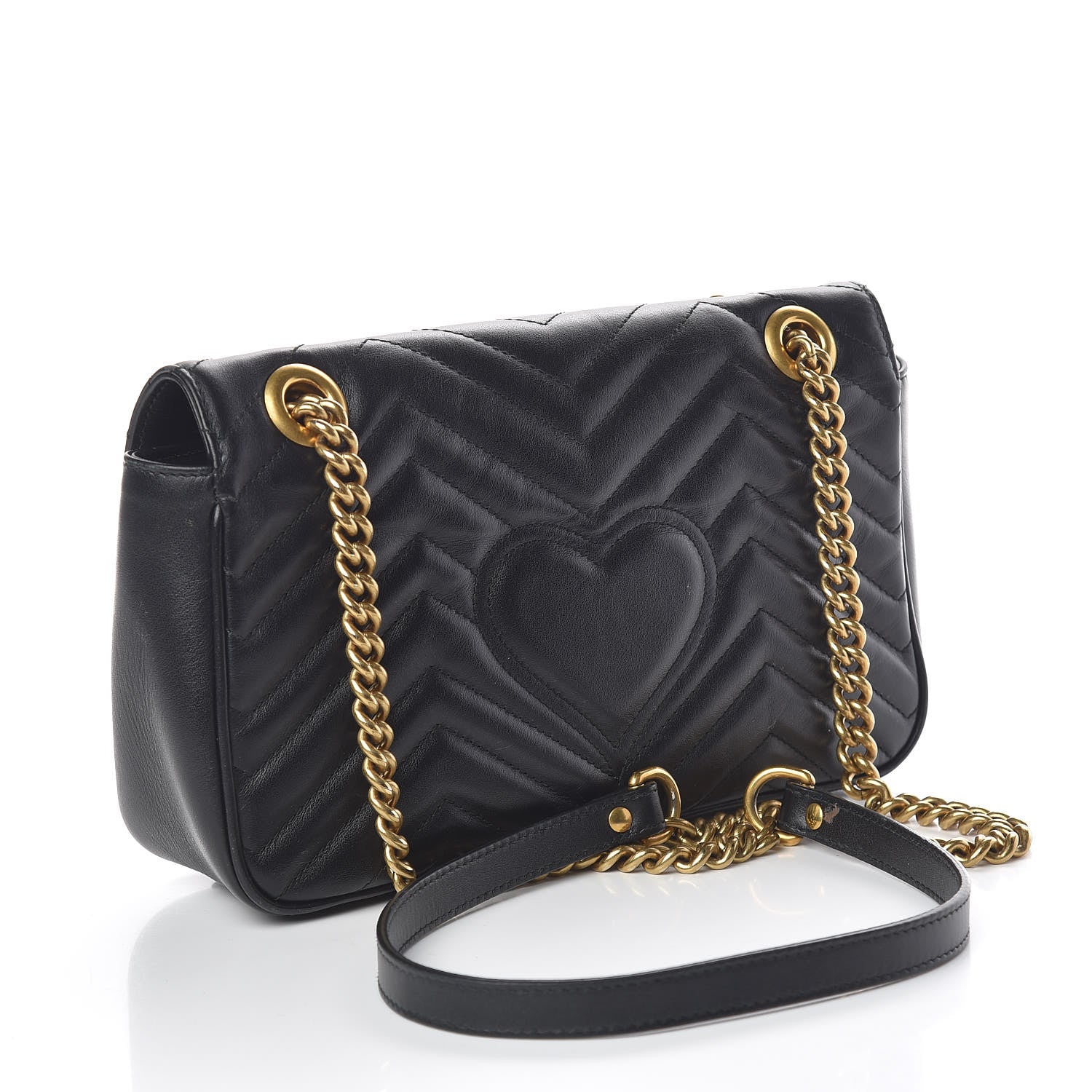 Gucci Calfskin Matelasse Small GG Marmont Shoulder Bag Black 3 of 14