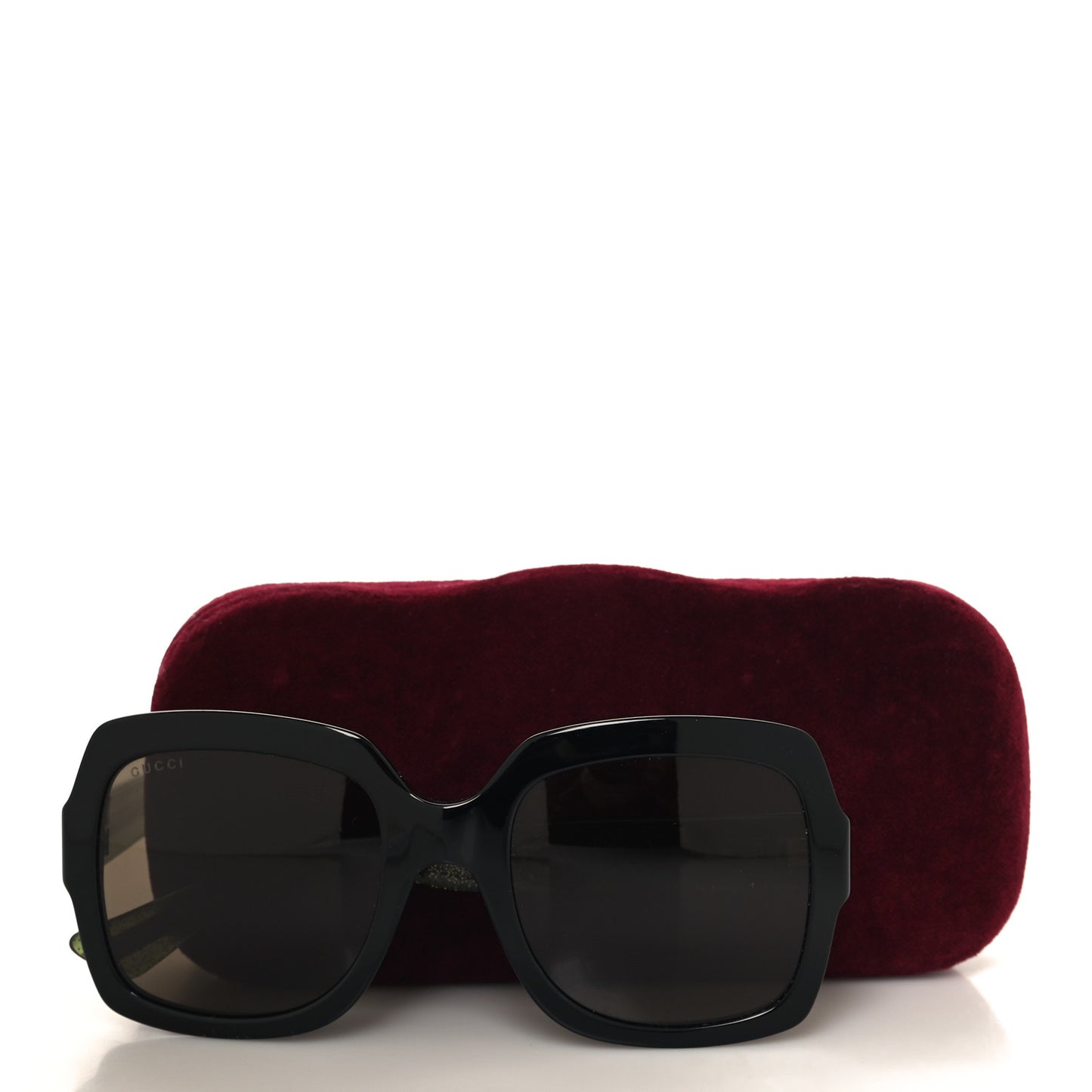 Acetate Square Frame Web Glitter Sunglasses GG0036S Black Green