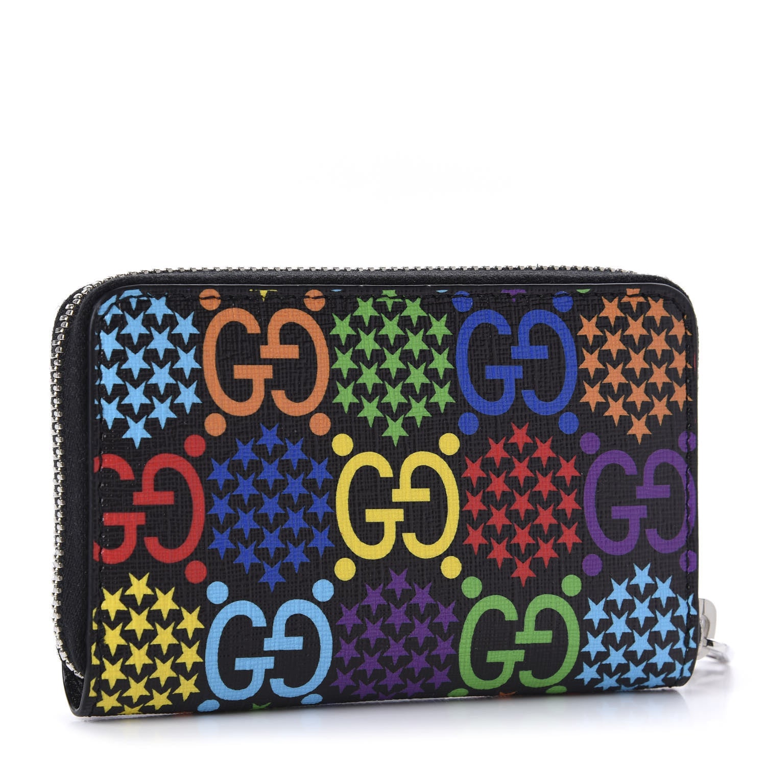 Gucci GG Supreme Monogram Psychedelic Zip Around Card Case Wallet Black 3 of 9