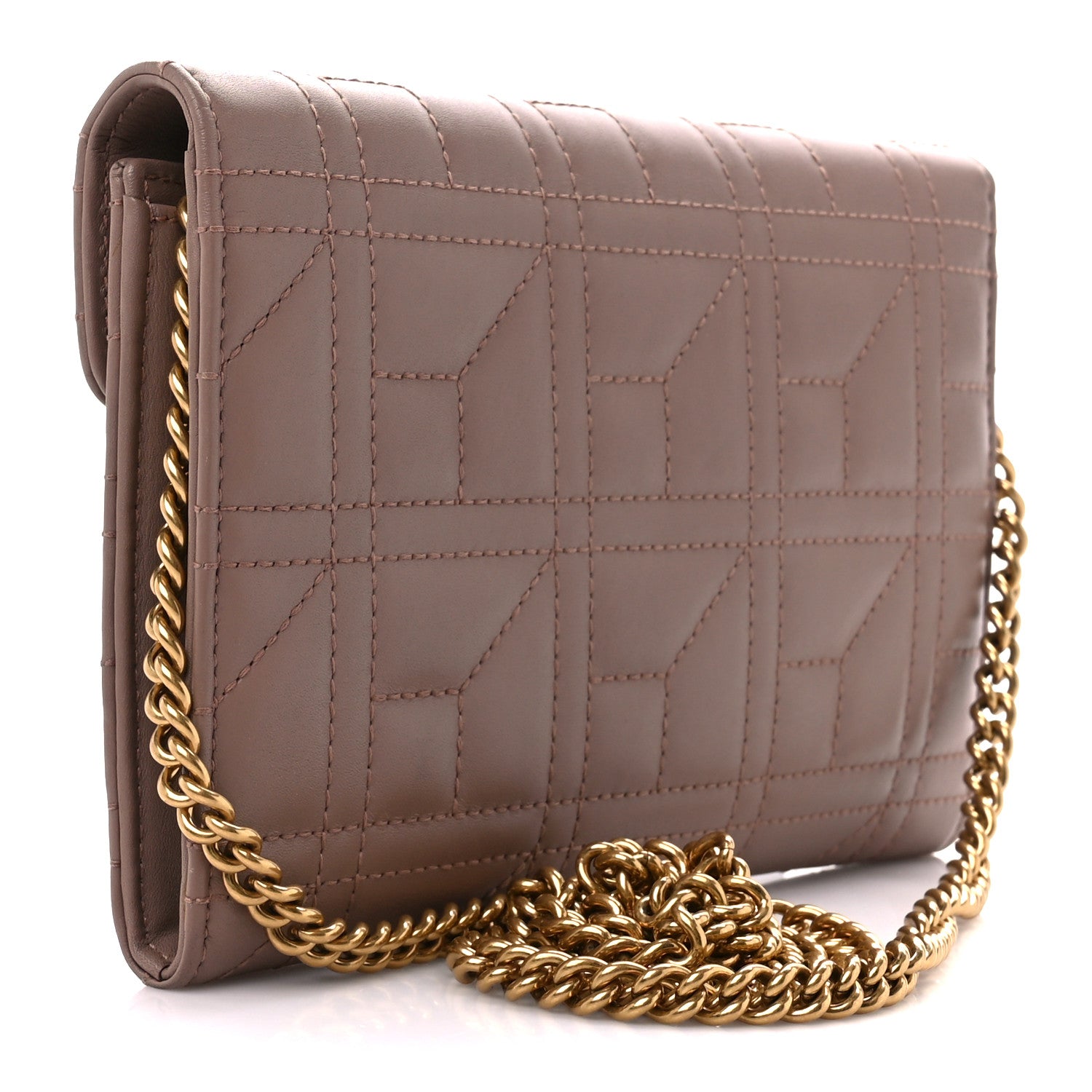 Gucci Calfskin Matelasse Mini Pearly GG Marmont Chain Wallet Porcelain Rose 3 of 10