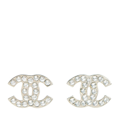 Chanel Crystal Timeless CC Earrings Silver 1 of 5