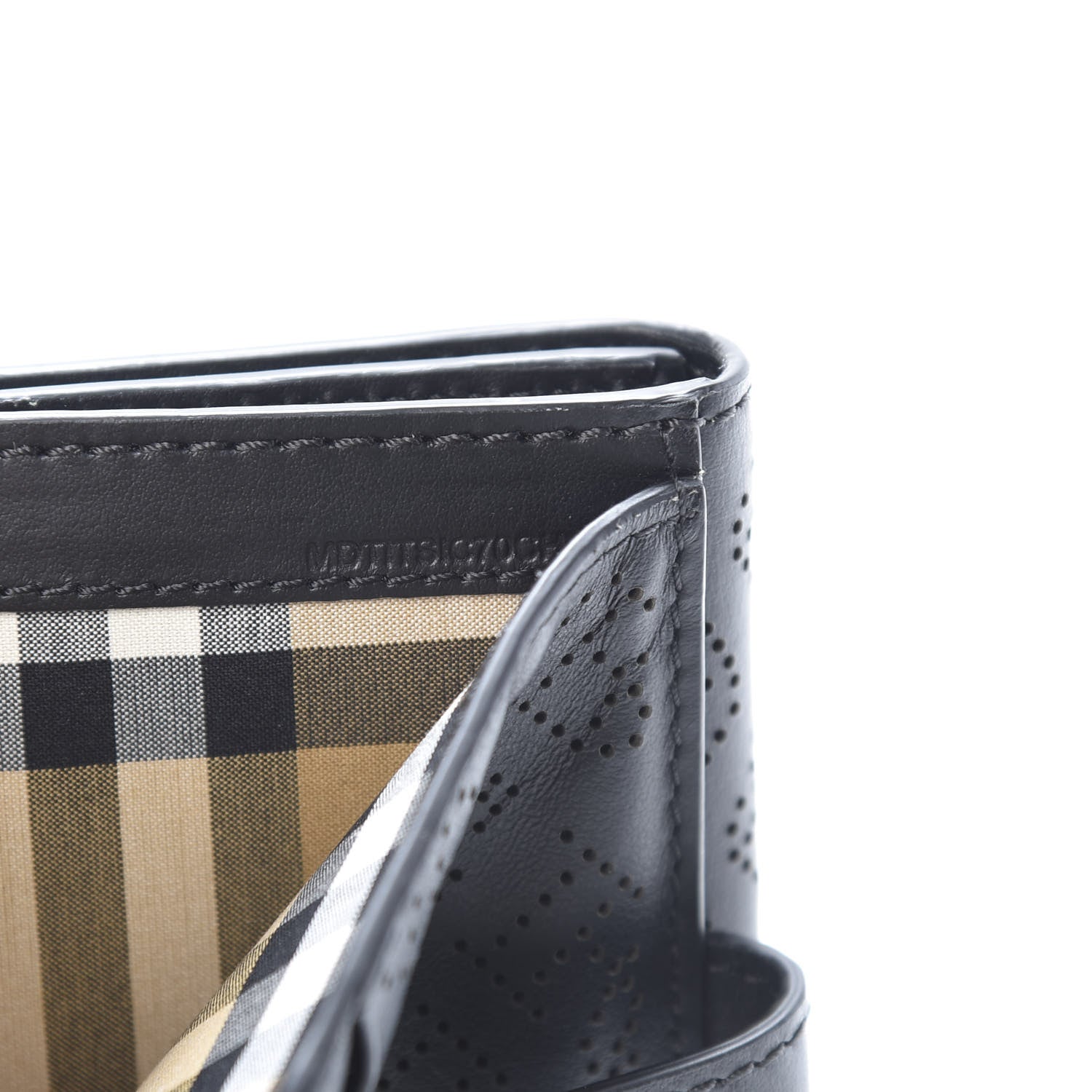 Burberry Calfskin Perforated Compact Wallet Black 9 of 9
