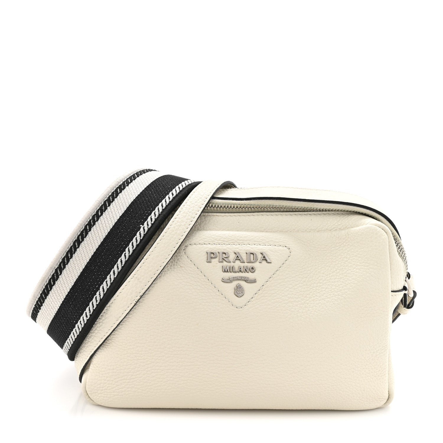 Prada Vitello Daino Soft Medium Double Zip Shoulder Bag White 1 of 12