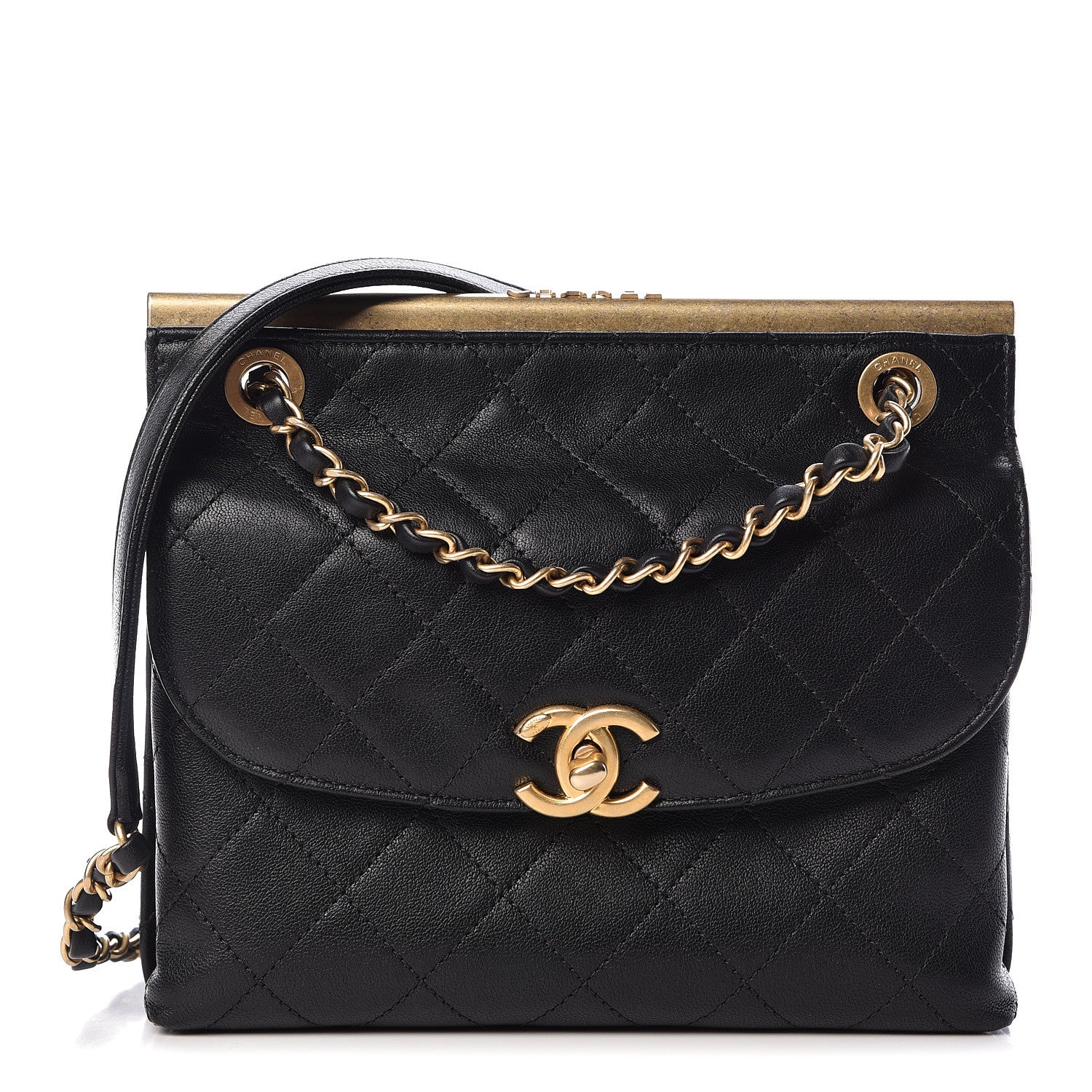 Chanel Lambskin Quilted Double Flap Black 1 of 12