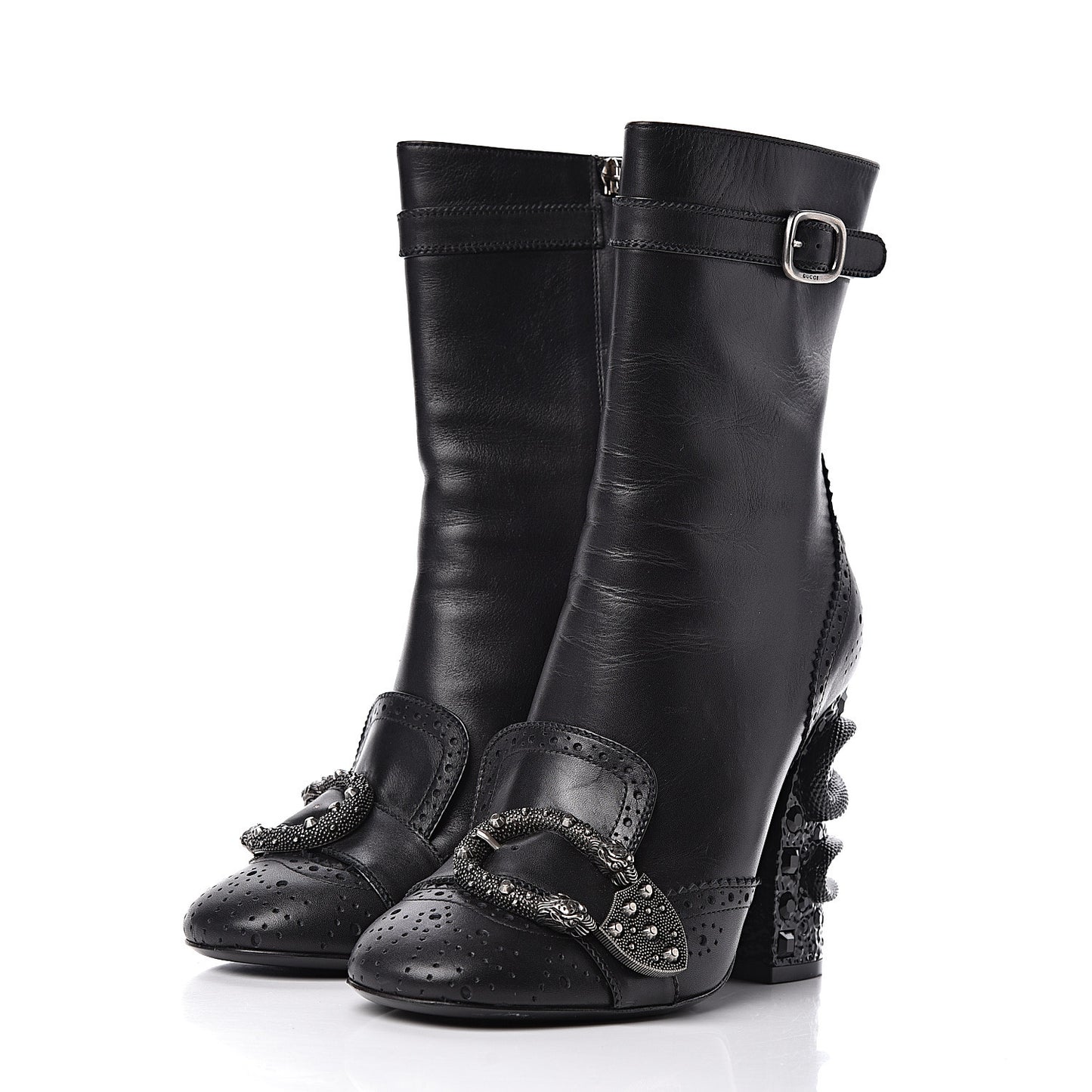 Calfskin Queercore Brogue Ankle Boots 37.5 Black