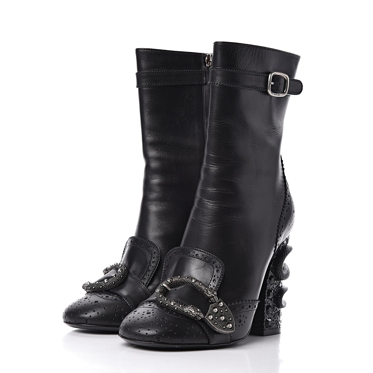 Gucci Calfskin Queercore Brogue Ankle Boots 37.5 Black 3 of 11