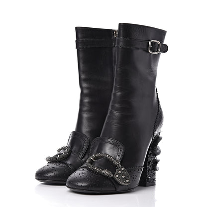 Gucci Calfskin Queercore Brogue Ankle Boots 37.5 Black 3 of 11