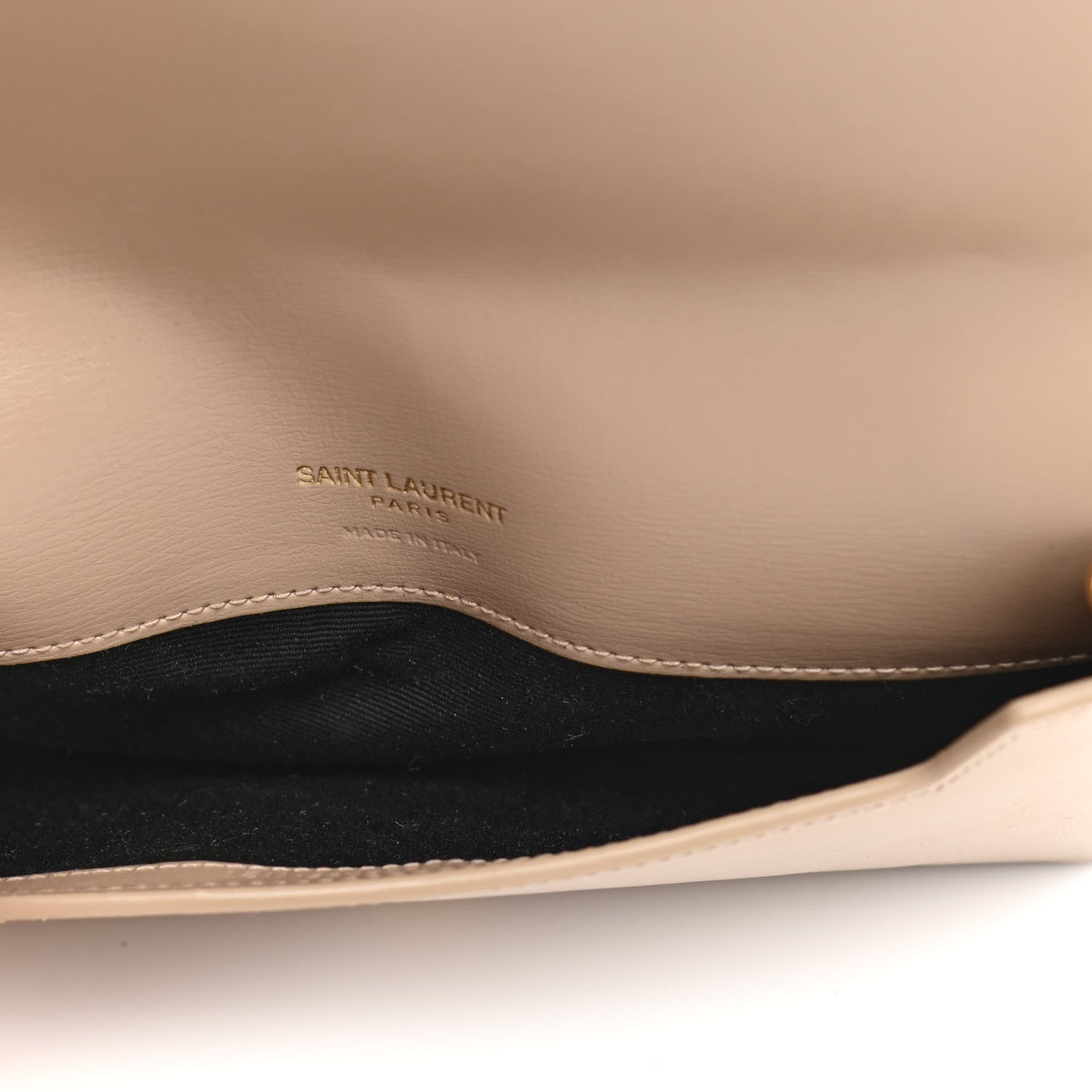Saint Laurent Smooth Calfskin Monogram Phone Holder Crossbody Dark Beige 5 of 10