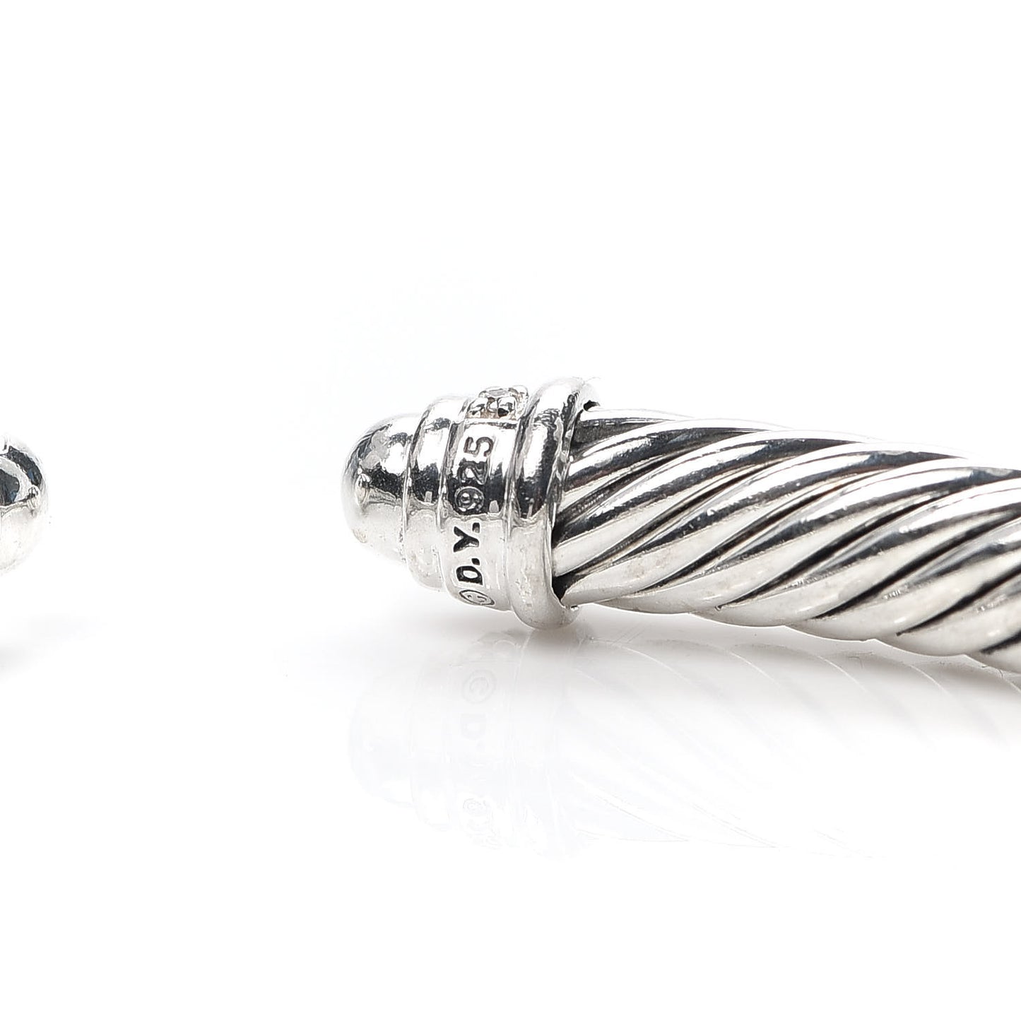 Sterling Silver Diamond 5mm Cable Classics Dome Bracelet