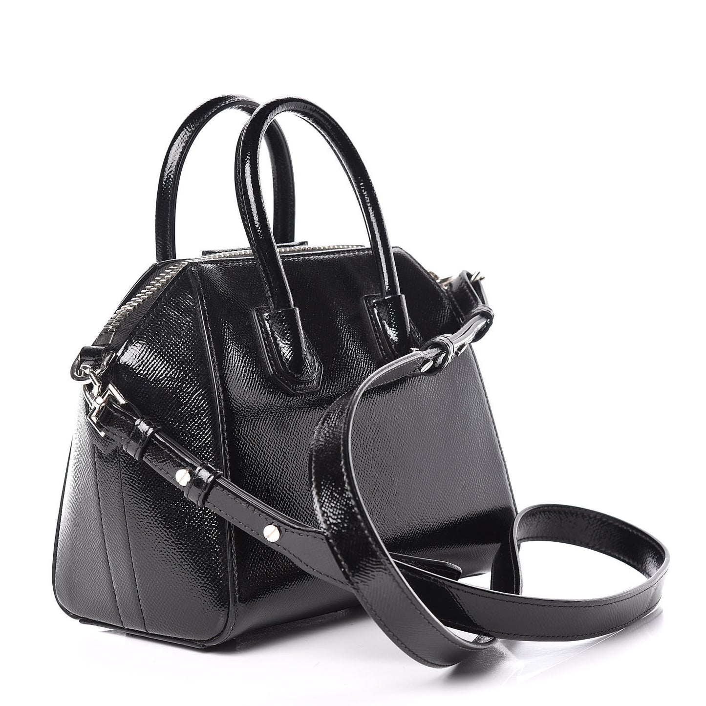 Textured Patent Calfskin Mini Antigona Black