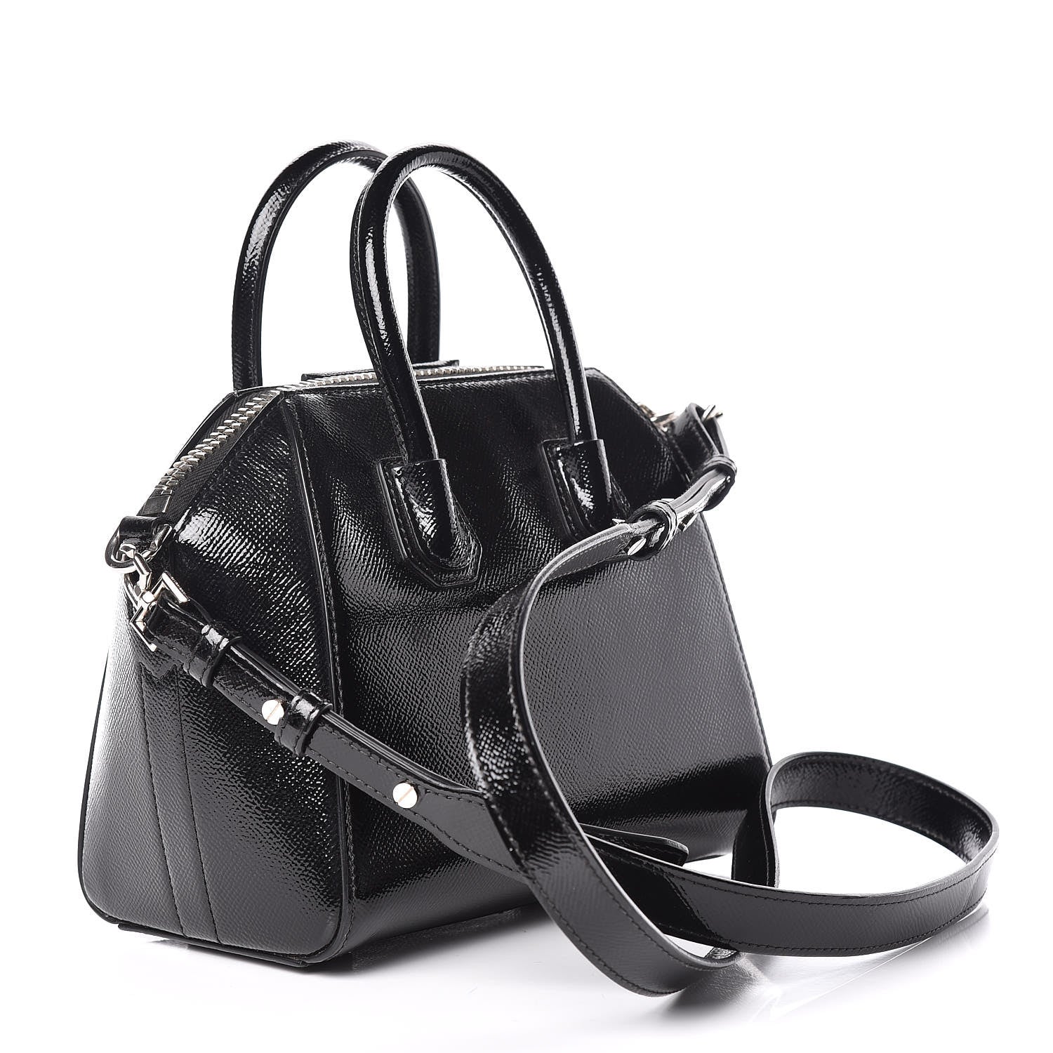 Givenchy Textured Patent Calfskin Mini Antigona Black 3 of 10