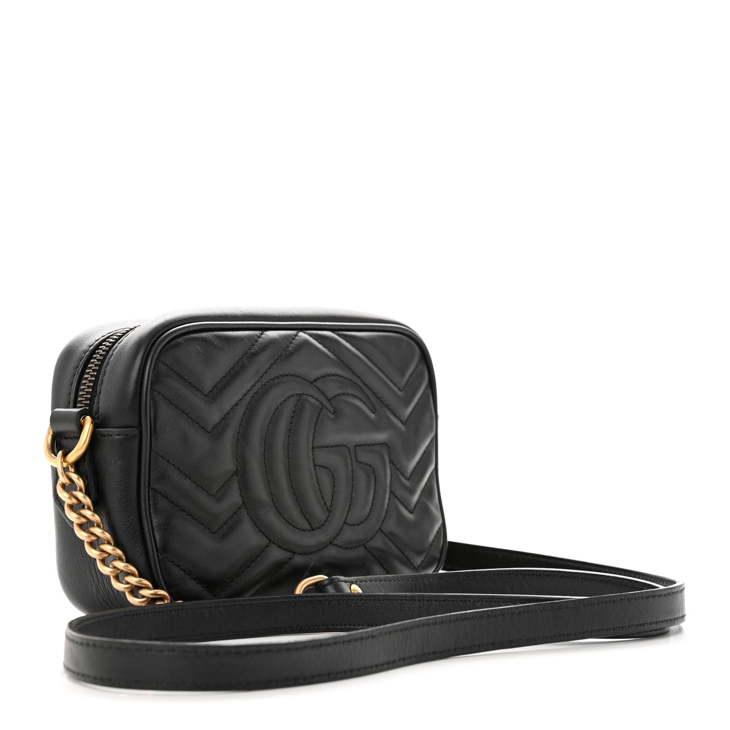 Calfskin Matelasse Mini GG Marmont Chain Shoulder Bag Black
