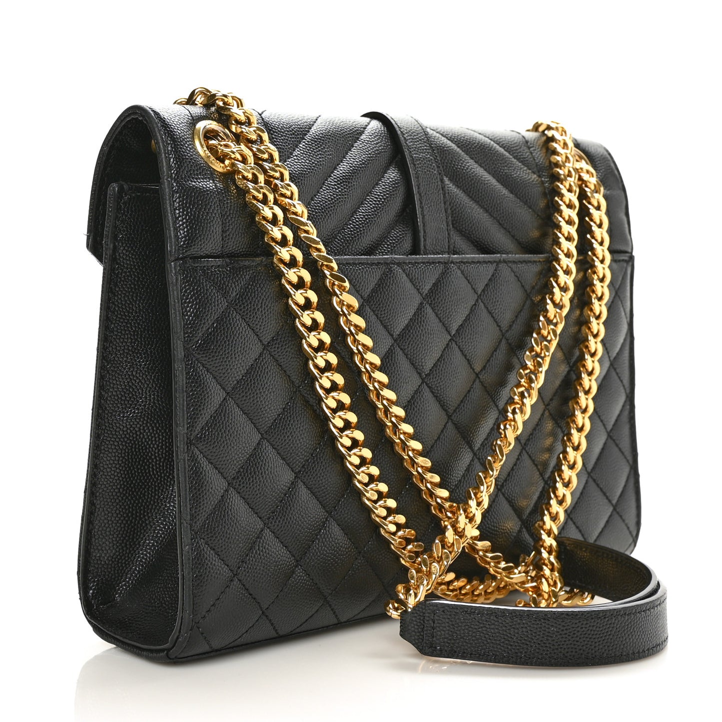 Grain De Poudre Textured Mixed Matelasse Triquilt Medium Monogram Satchel Black