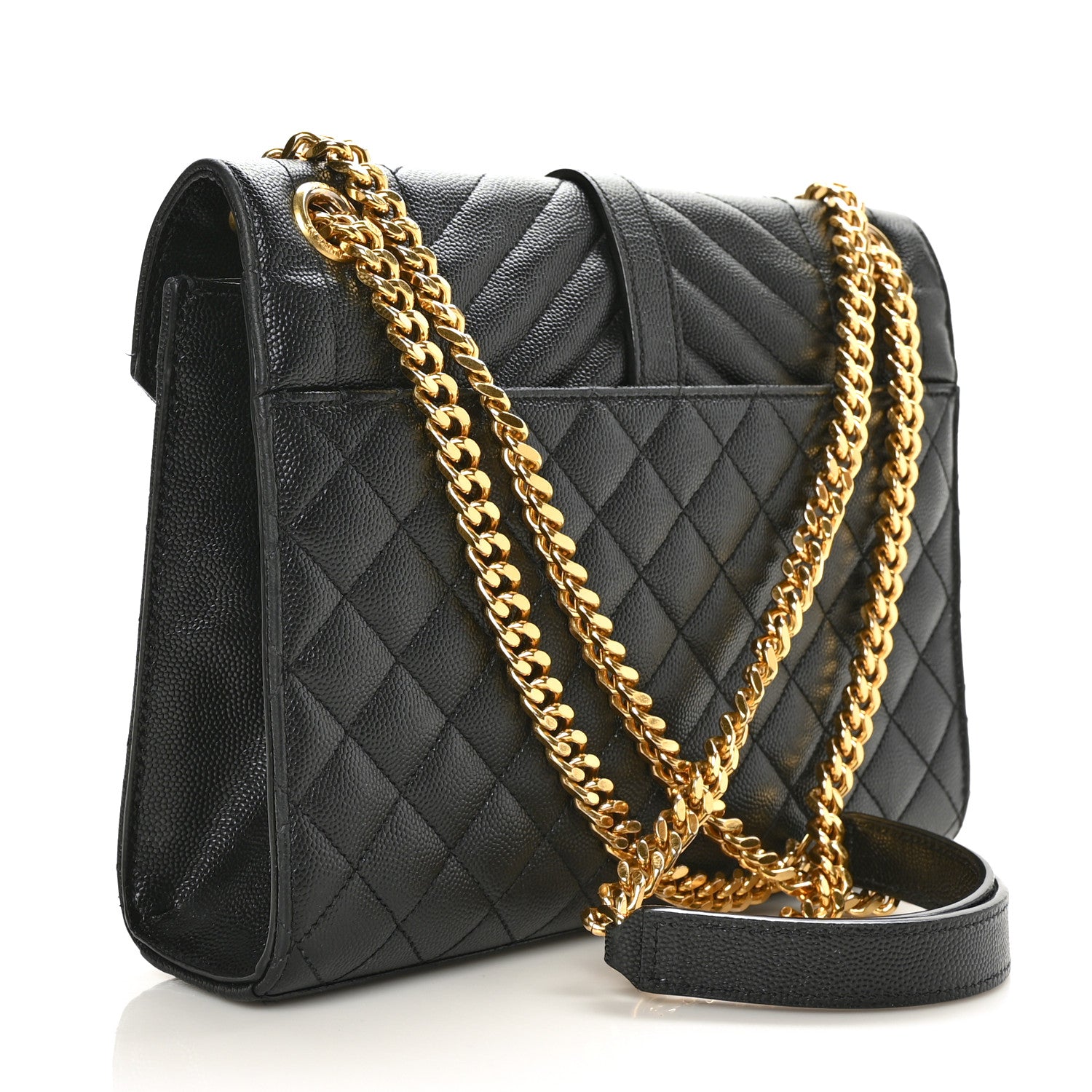 Saint Laurent Grain De Poudre Textured Mixed Matelasse Triquilt Medium Monogram Satchel Black 3 of 8